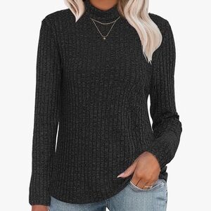 NWT WNEEDU Womens Long Sleeve Turtleneck Casual Loose Top